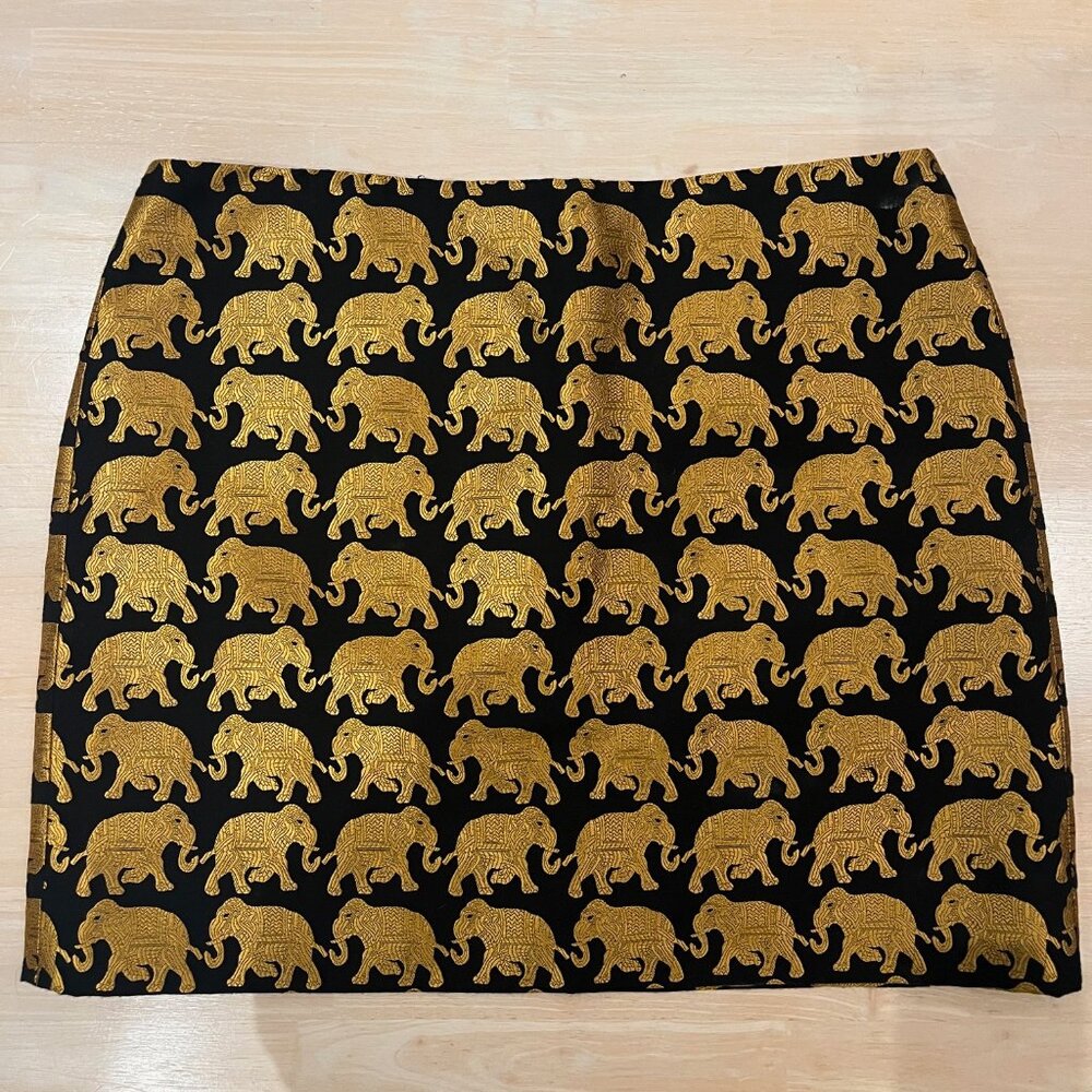 J. Crew Factory Black and Gold Skirt - Origami in Elephant Parade Sz 4